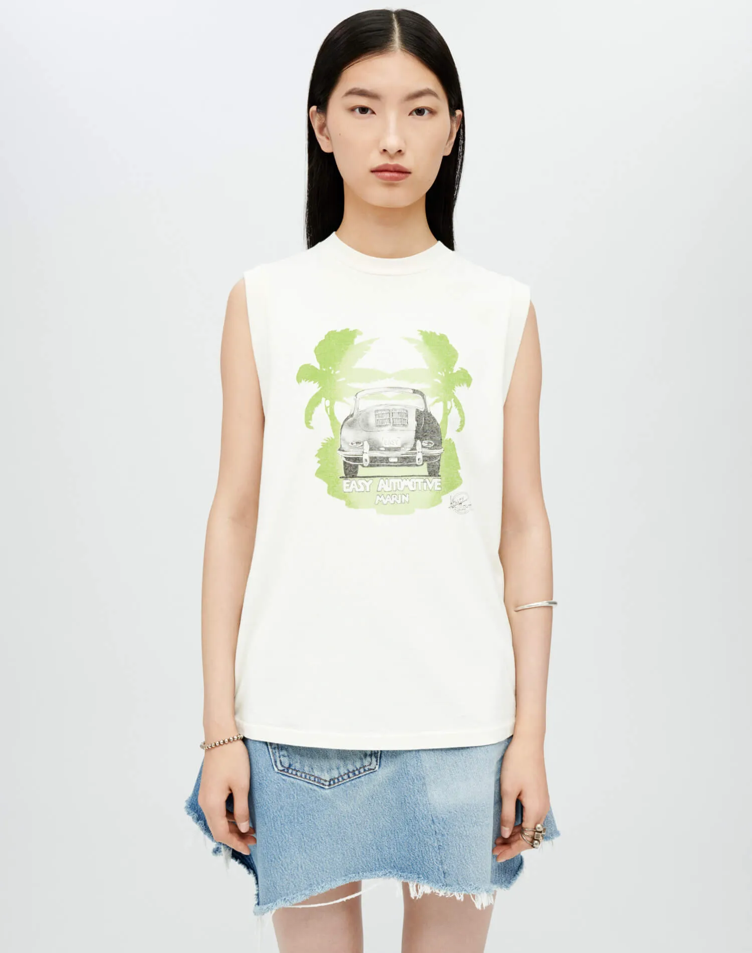 Oversized Muscle Tank "Stanley Mouse" - Vintage White sold by Re/Done product image thumbnail 3
