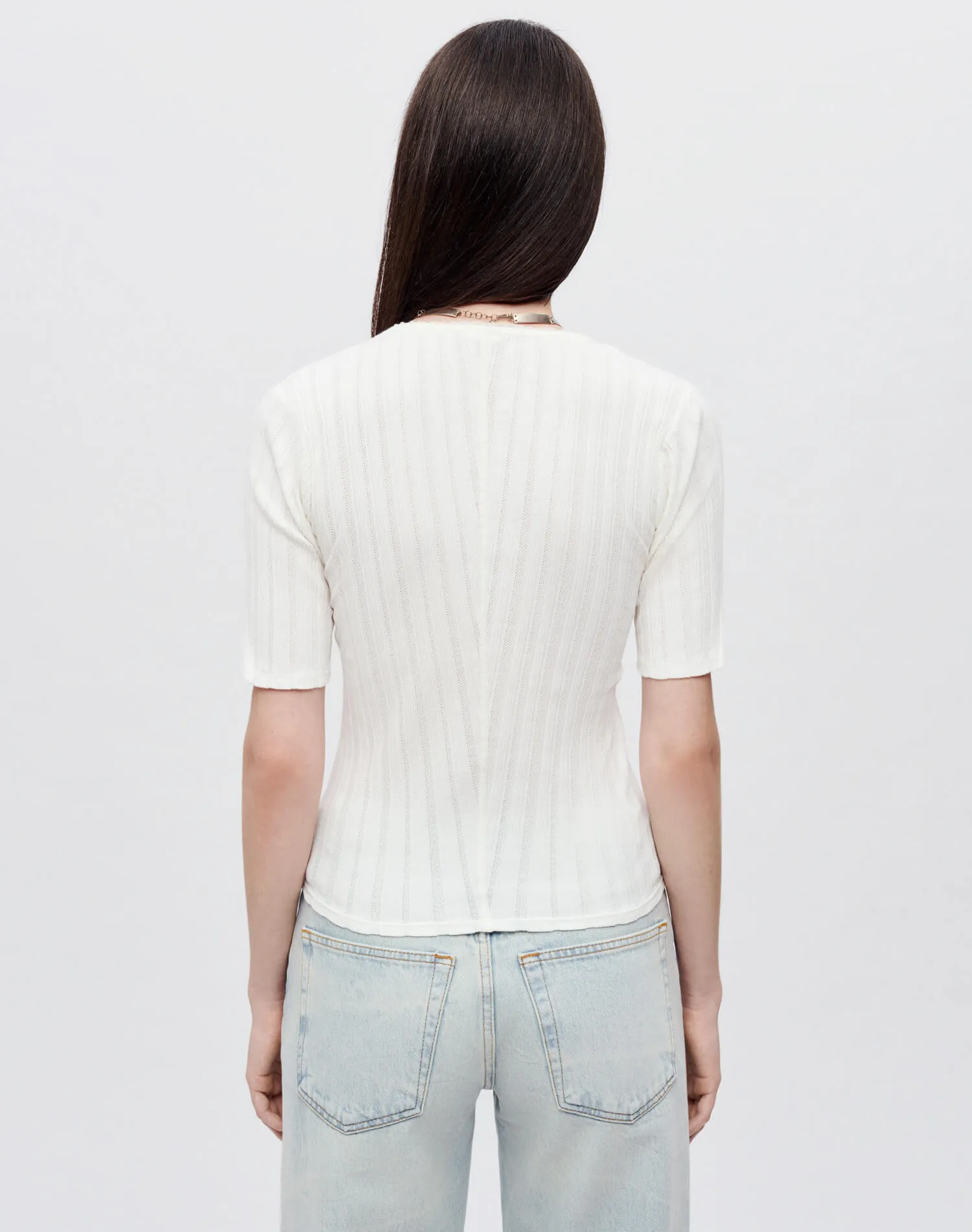 Hanes Pointelle Scoop Neck Tee - Vintage White sold by Re/Done product image thumbnail 4