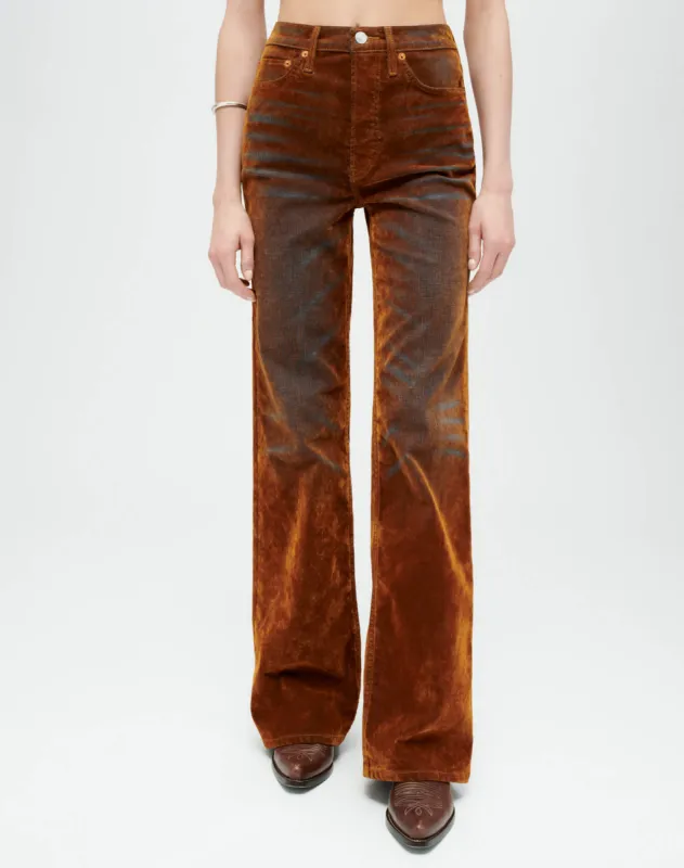 70s Ultra High Rise Wide Leg - Distressed Amber Flock made by Re/Done