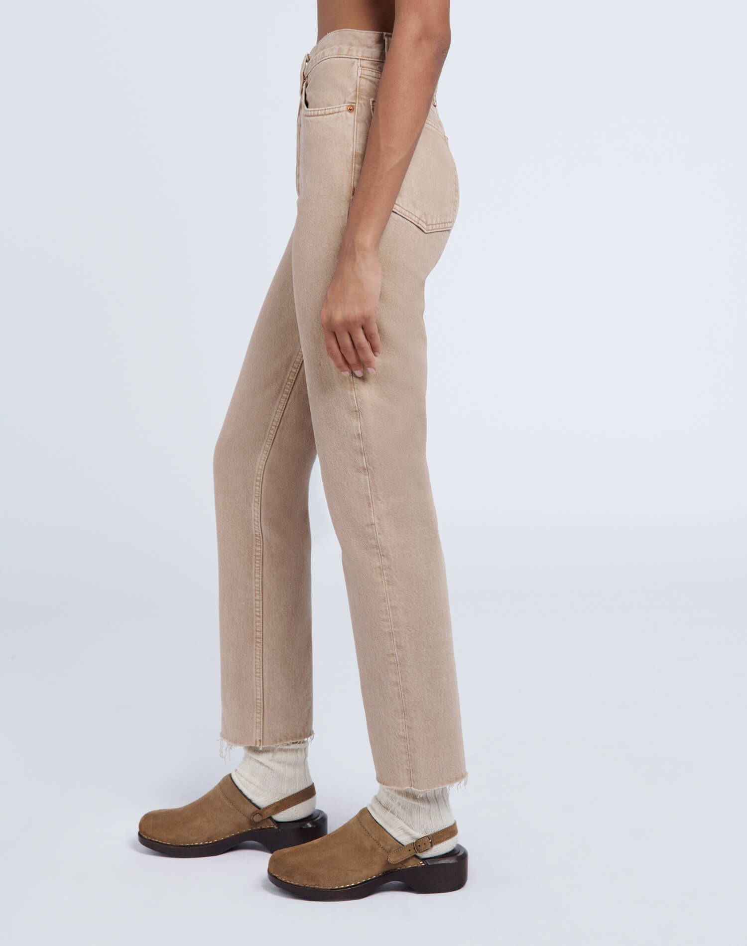 High Rise Stove Pipe - Washed Khaki sold by Re/Done product image thumbnail 5