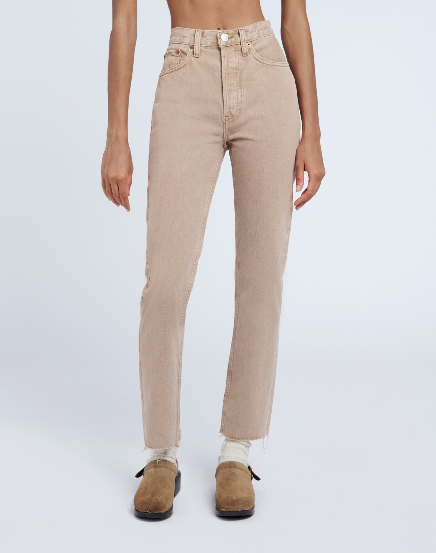 High Rise Stove Pipe - Washed Khaki sold by Re/Done product image thumbnail 3