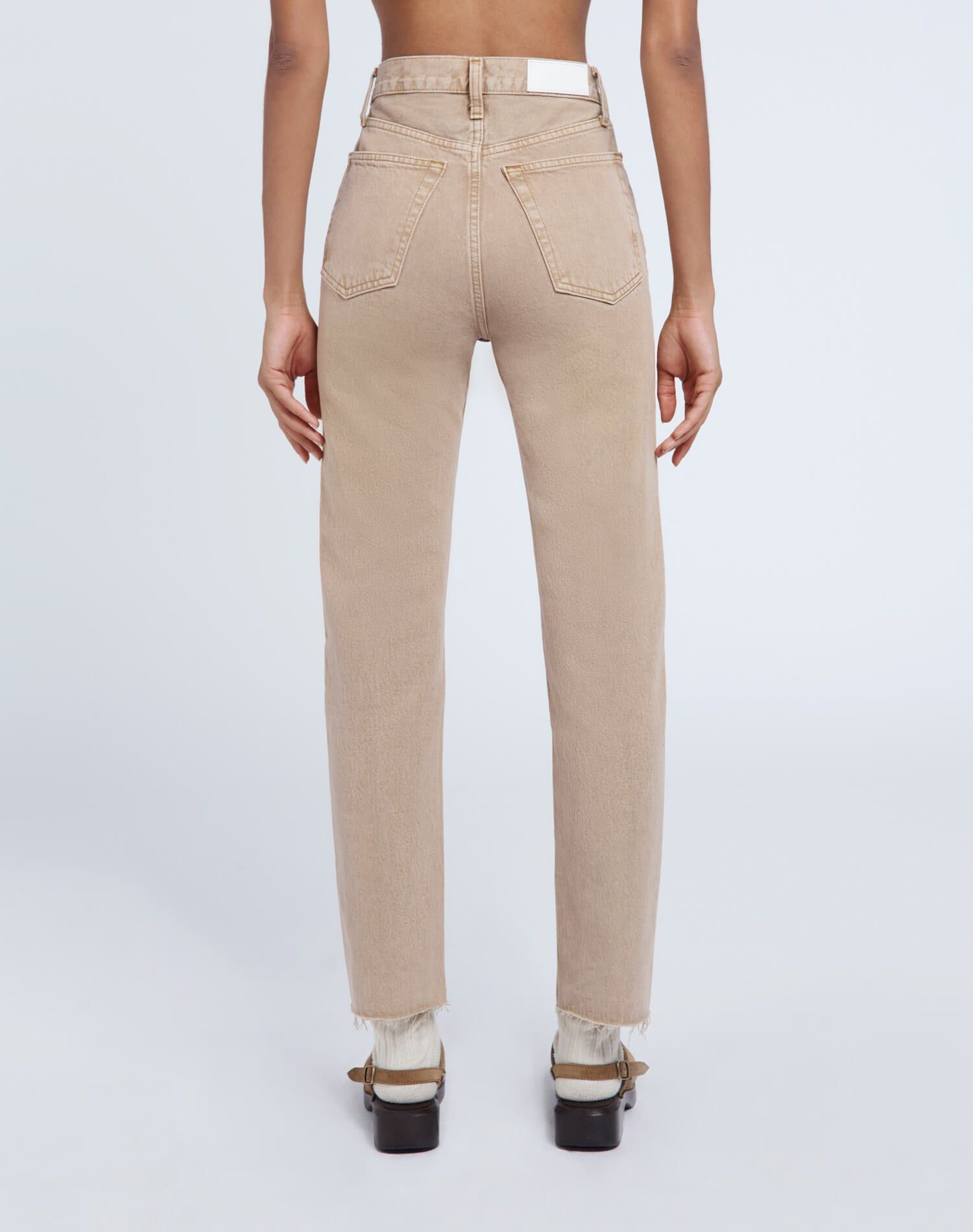 High Rise Stove Pipe - Washed Khaki sold by Re/Done product image thumbnail 6