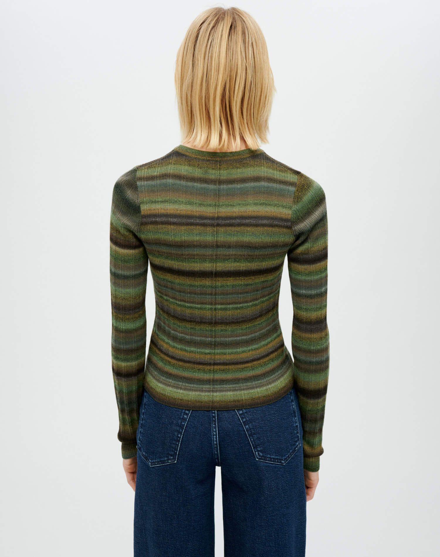 Long Sleeve Ribbed Crewneck - Green Space Dye sold by Re/Done product image thumbnail 4