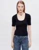 Hanes Pointelle Scoop Neck Tee - Black sold by Re/Done