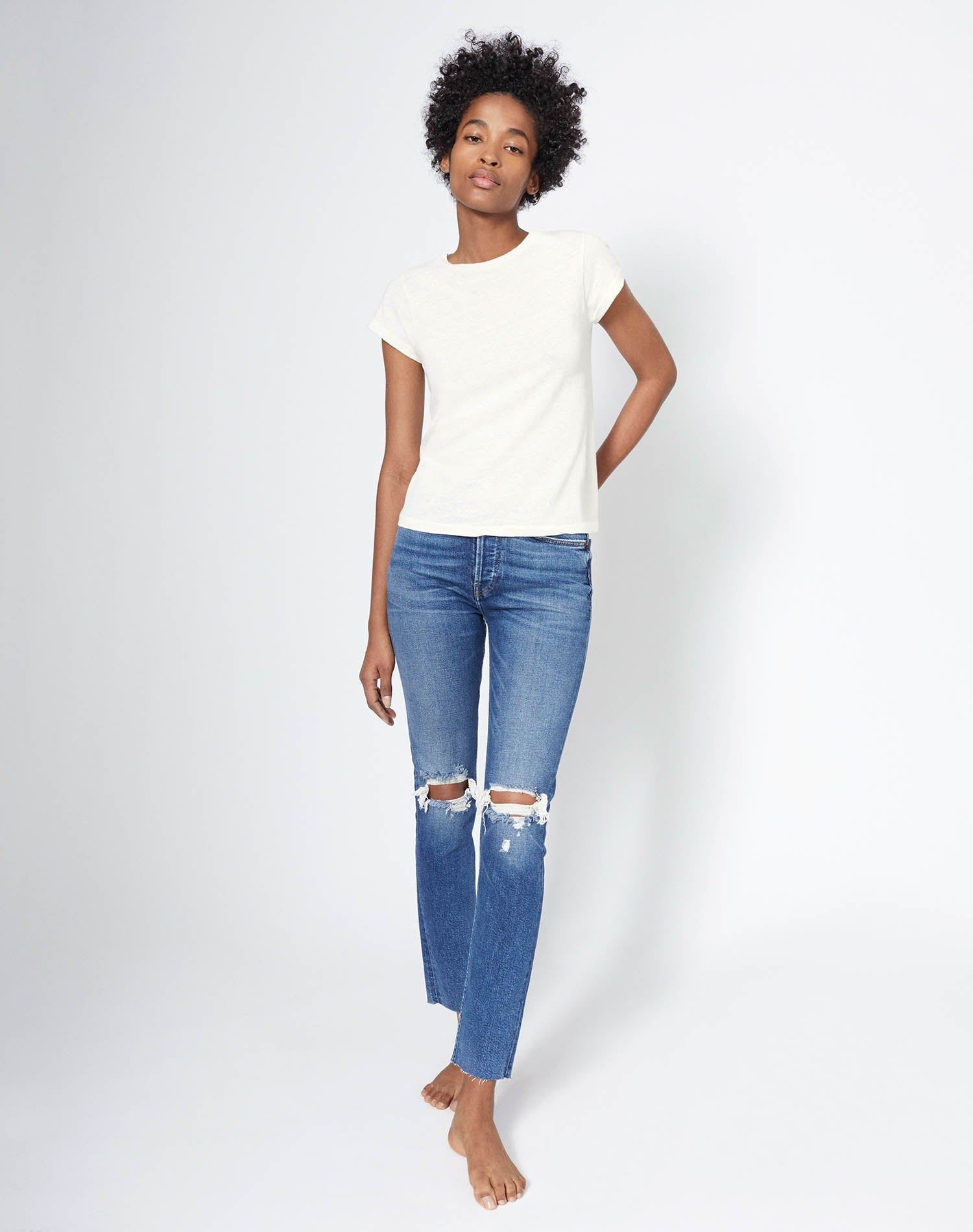 Comfort Stretch High Rise Ankle Crop - Dusk Destroy sold by Re/Done product image thumbnail 4