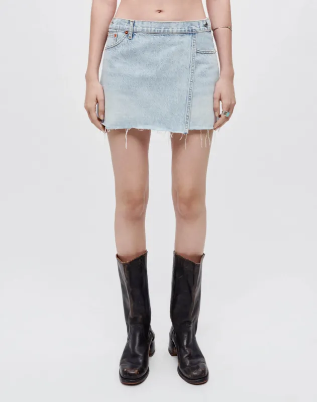 Mid Rise Wrap Skirt - Maliblue sold by Re/Done