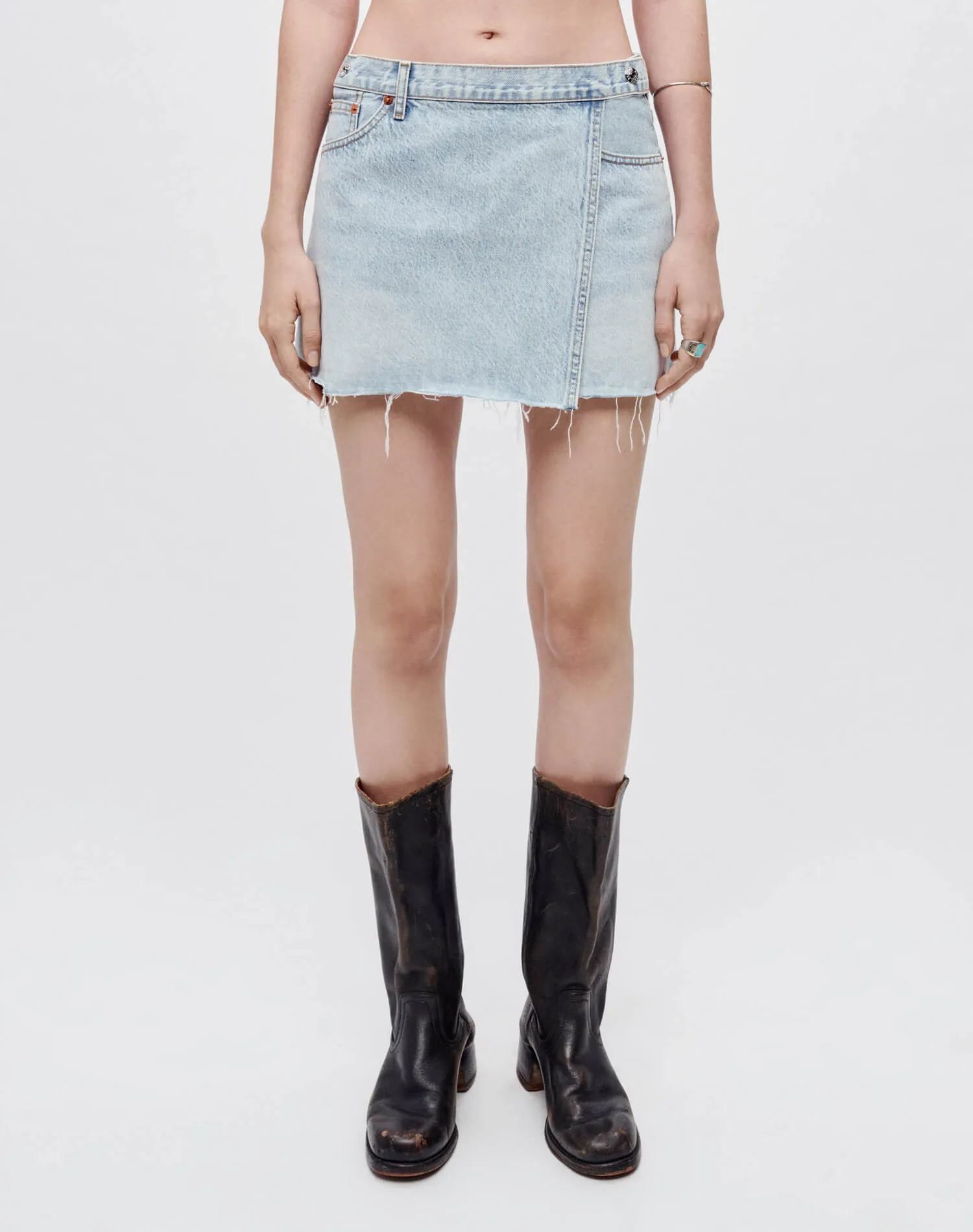 Mid Rise Wrap Skirt - Maliblue sold by Re/Done