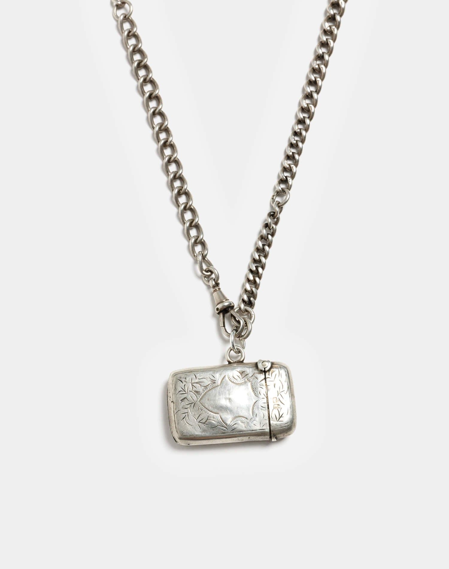 1900s Sterling Victorian Engraveable Match Safe Necklace sold by Re/Done