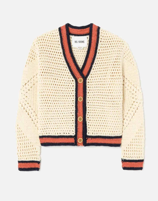 50s V Neck Cardigan - Linen Multi made by Re/Done