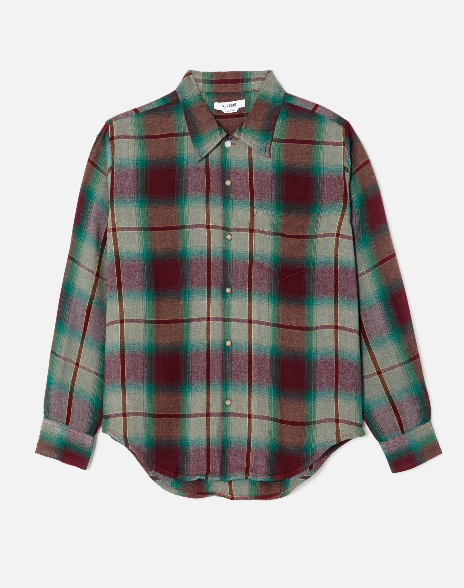 60s Plaid Shirt - Plum Evergreen Plaid sold by Re/Done