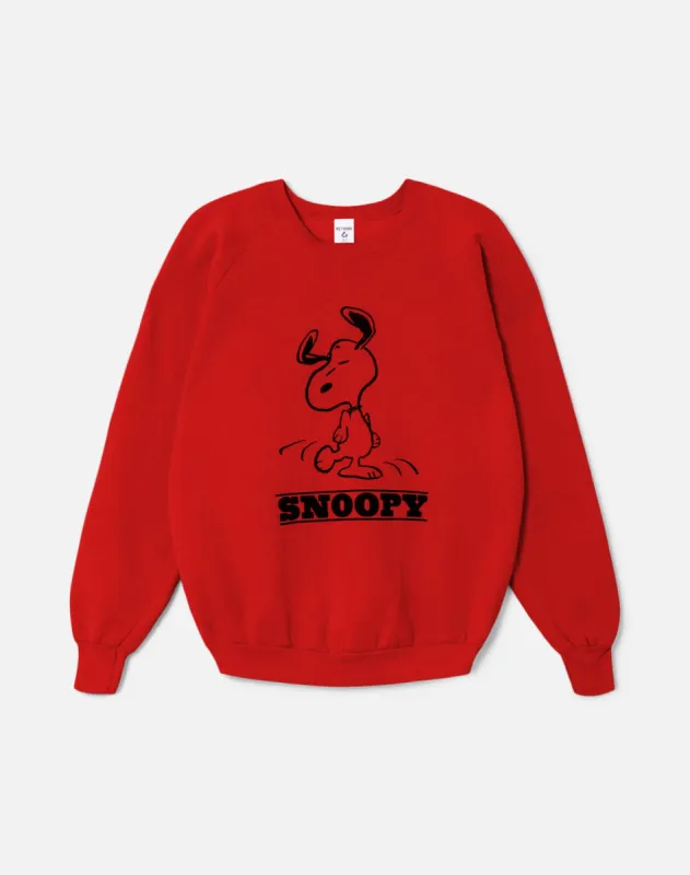 Upcycled "Snoopy Dancing" Sweatshirt in Red - 11229720 sold by Re/Done