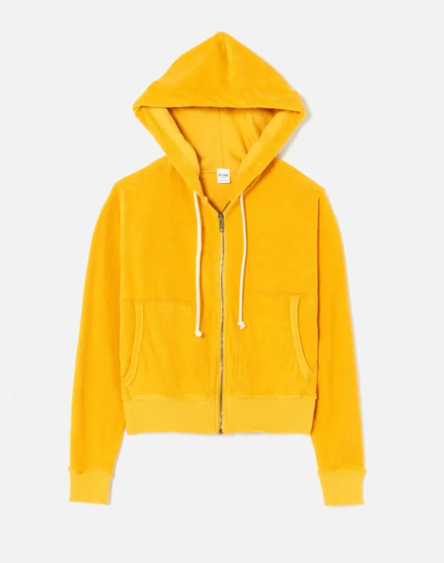 90s Zip Up Terry Hoodie - Marigold made by Re/Done