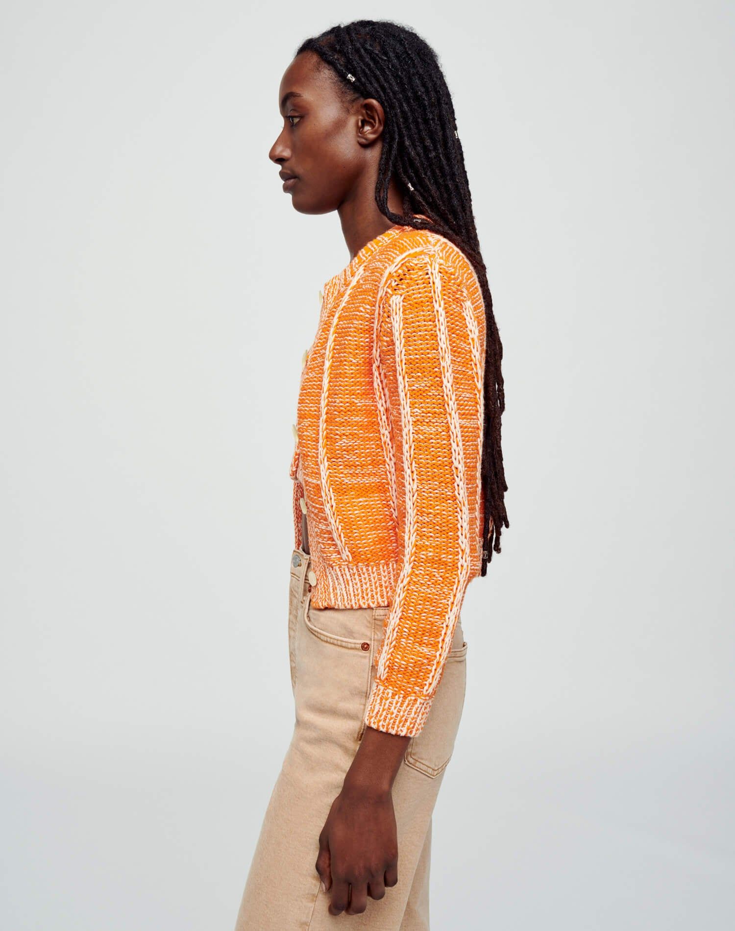 Baby Crewneck Cardigan - Orange Combo sold by Re/Done product image thumbnail 4