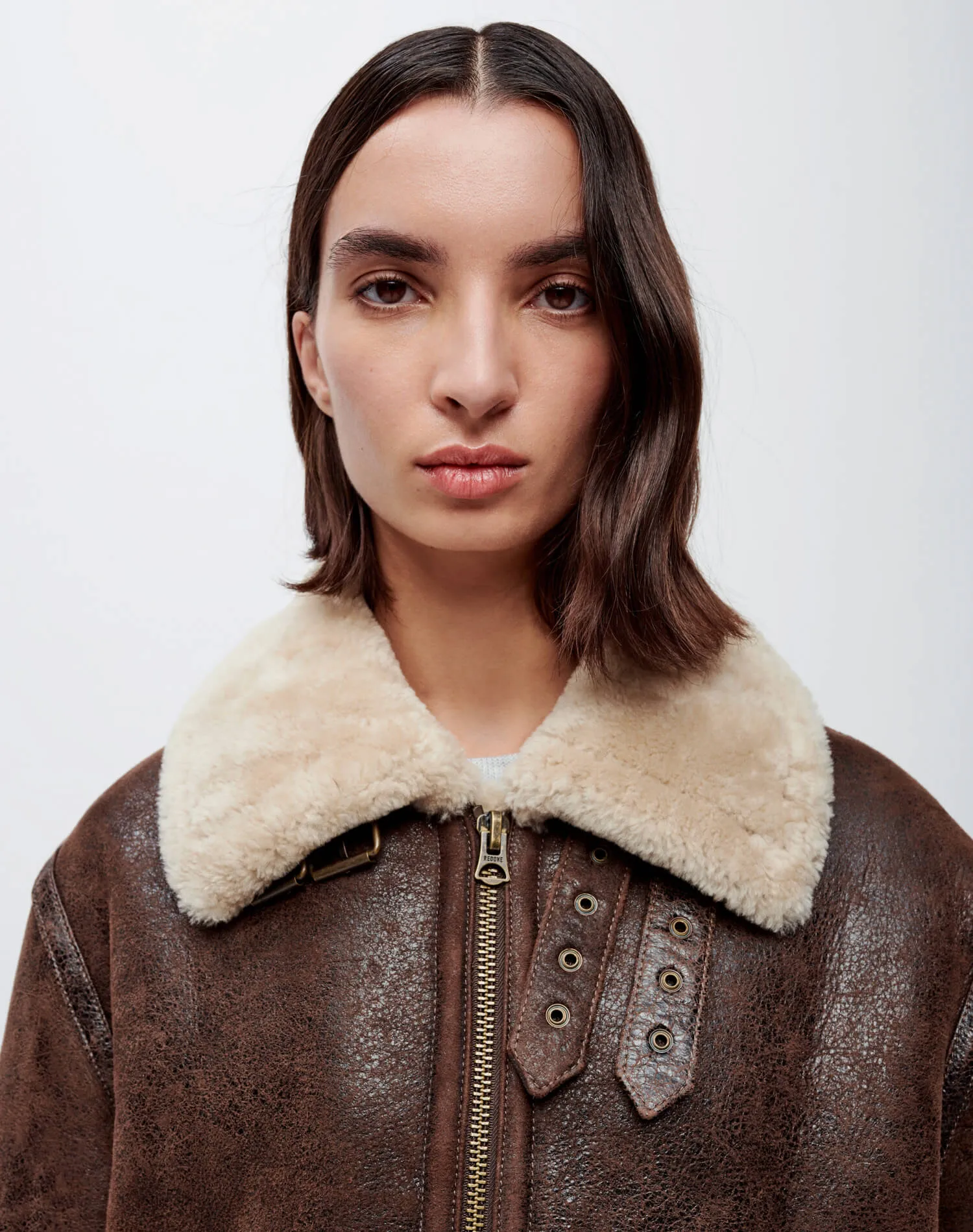 Suede Shearling Aviator Jacket - Brown sold by Re/Done product image thumbnail 3