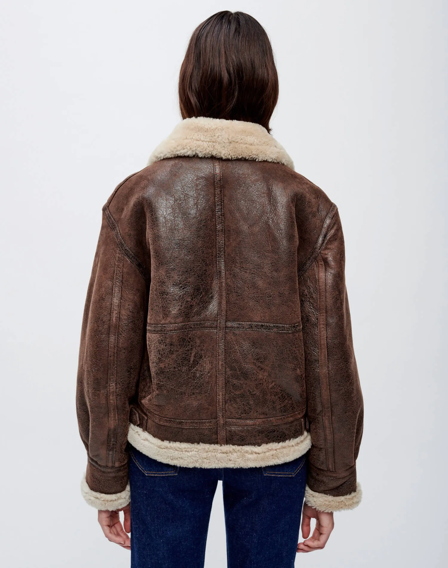 Suede Shearling Aviator Jacket - Brown sold by Re/Done product image thumbnail 5