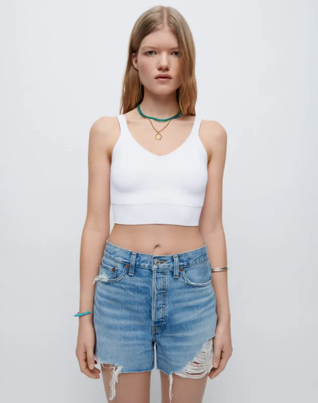 90s Rib Crop Top - White sold by Re/Done