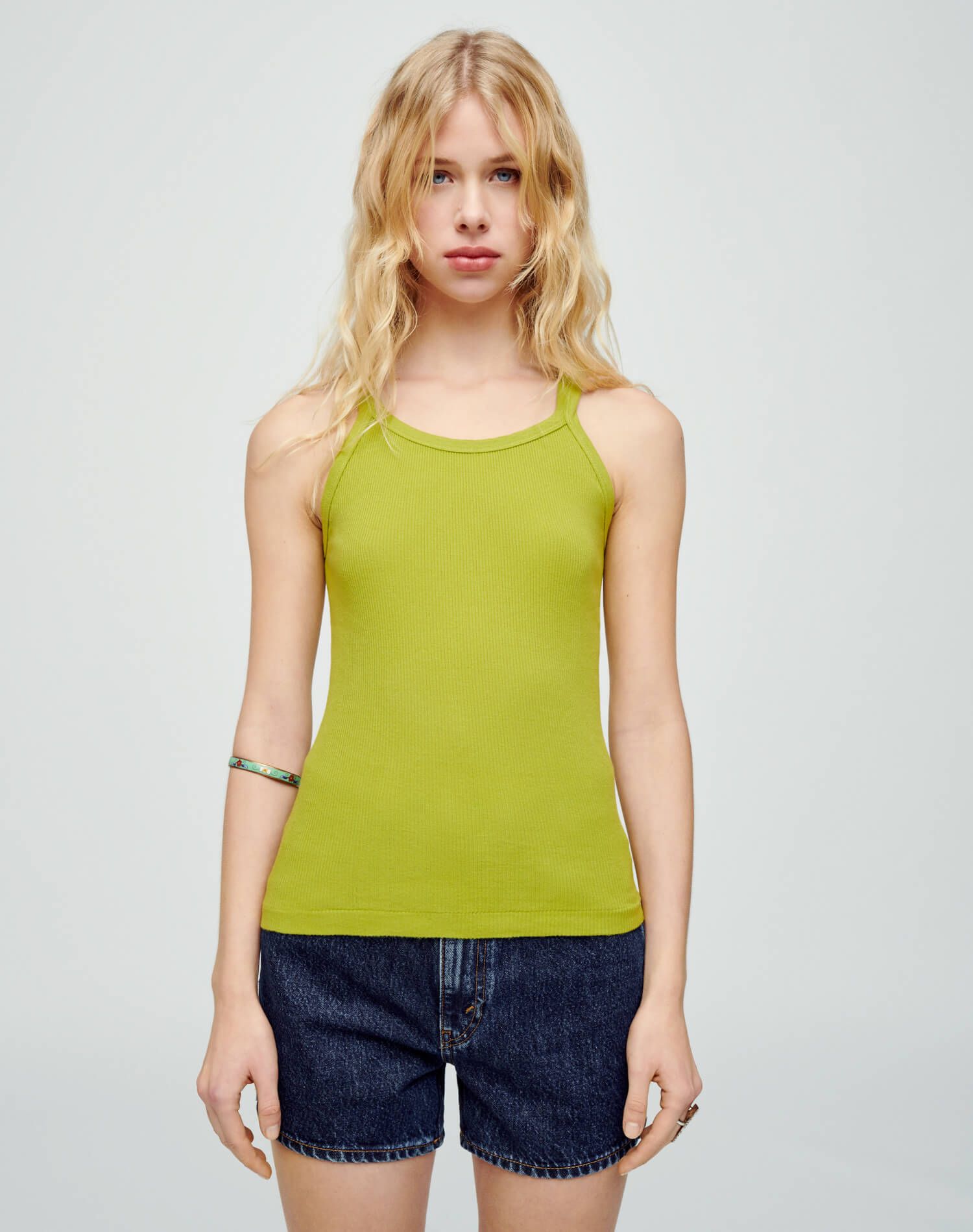 Ribbed Tank - Wasabi sold by Re/Done