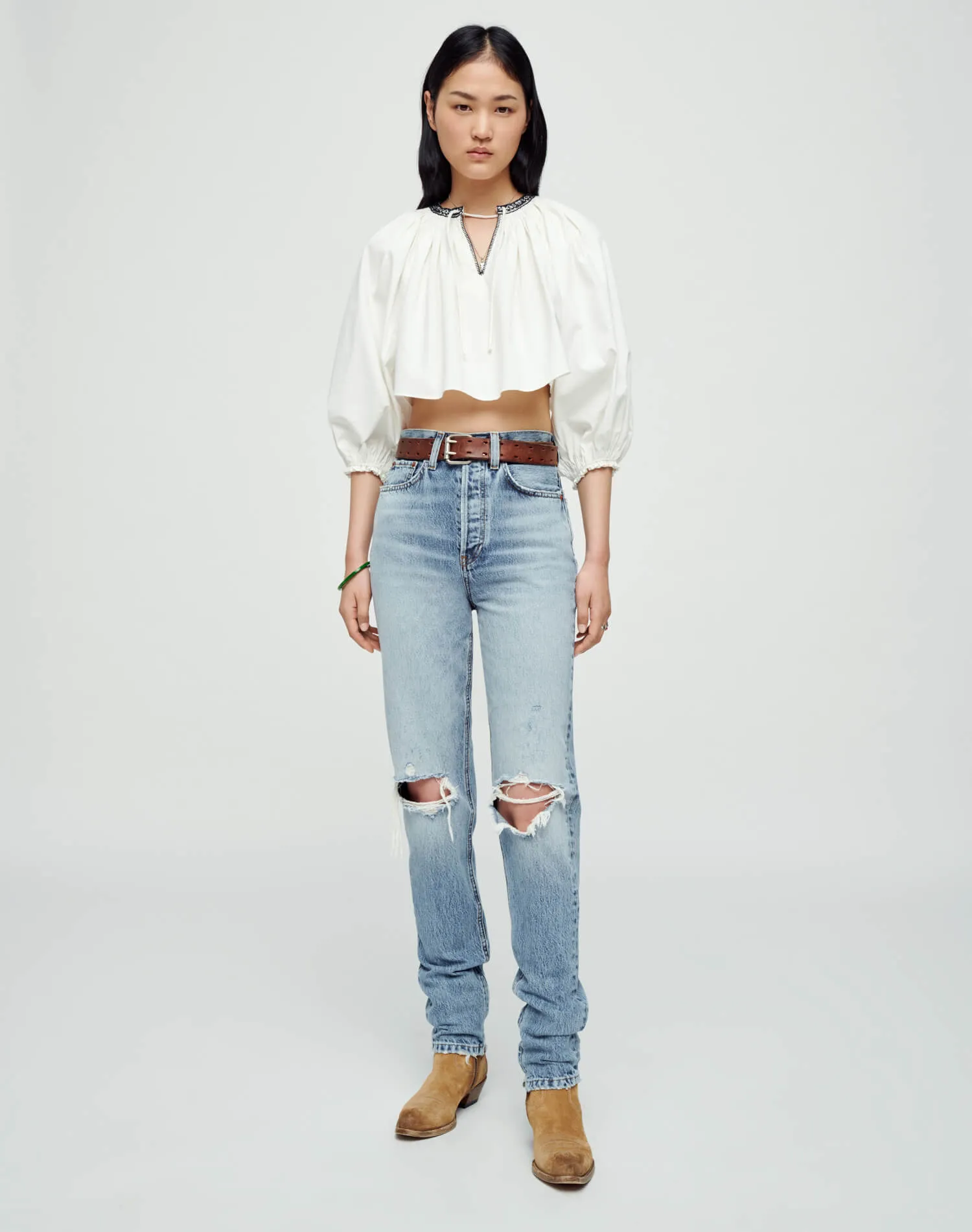 Victorian Cut Off Blouse - Vintage Ivory sold by Re/Done product image thumbnail 4