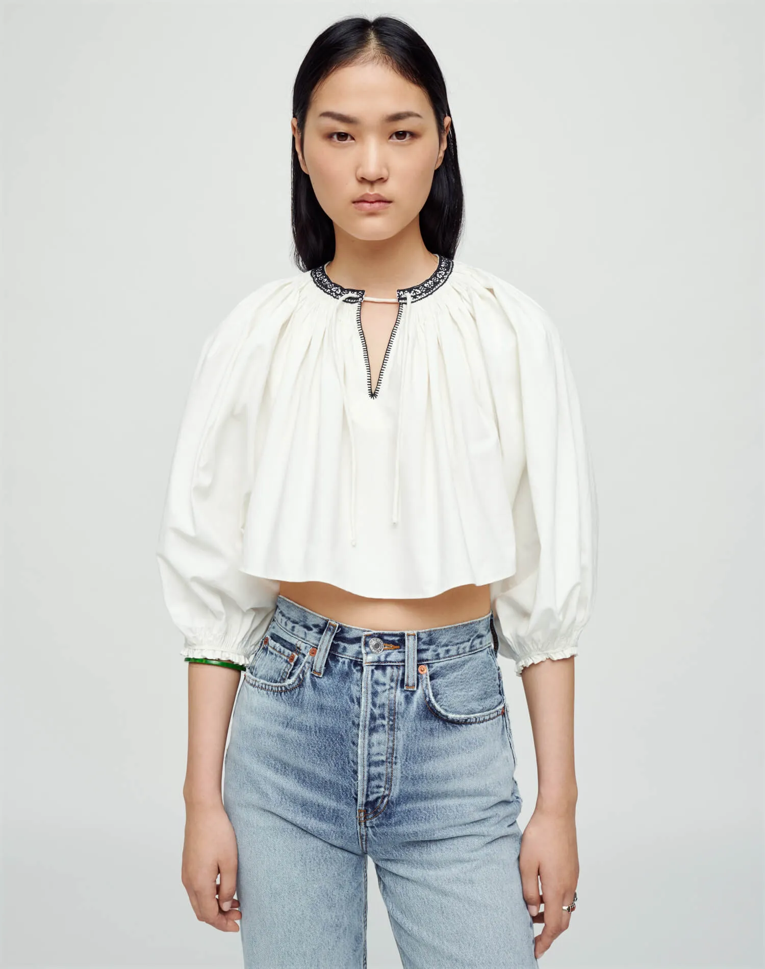Victorian Cut Off Blouse - Vintage Ivory sold by Re/Done product image thumbnail 3