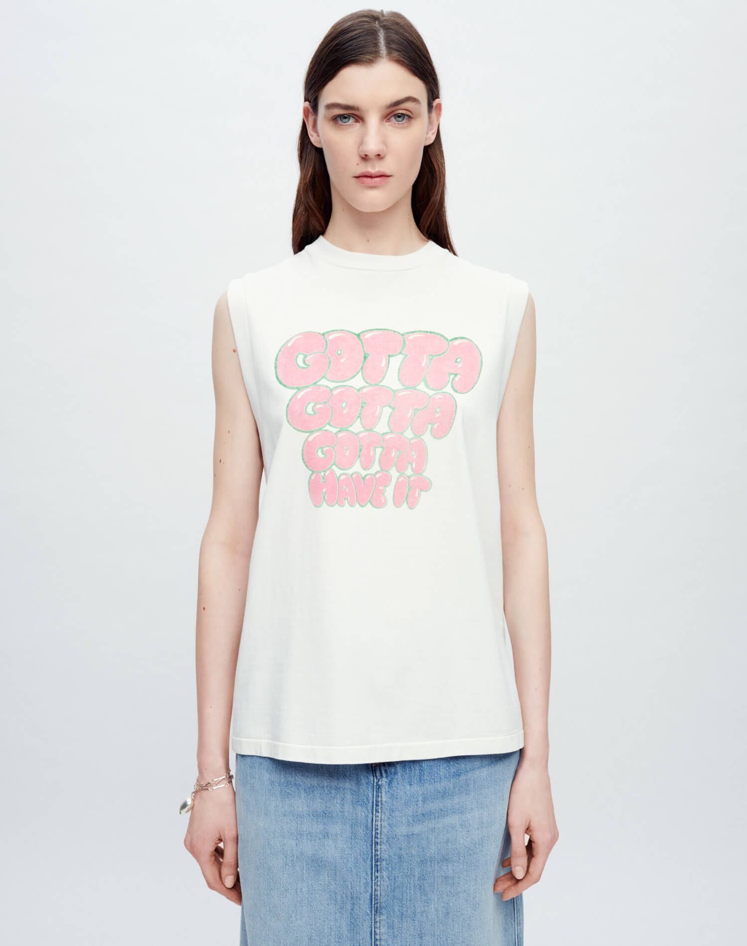 Oversized Muscle Tank "Gotta Have It" - Vintage White sold by Re/Done product image thumbnail 2
