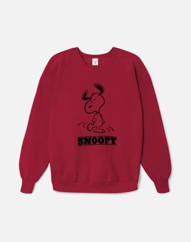 Upcycled "Snoopy Dancing" Sweatshirt in Burgundy - 11229717 sold by Re/Done