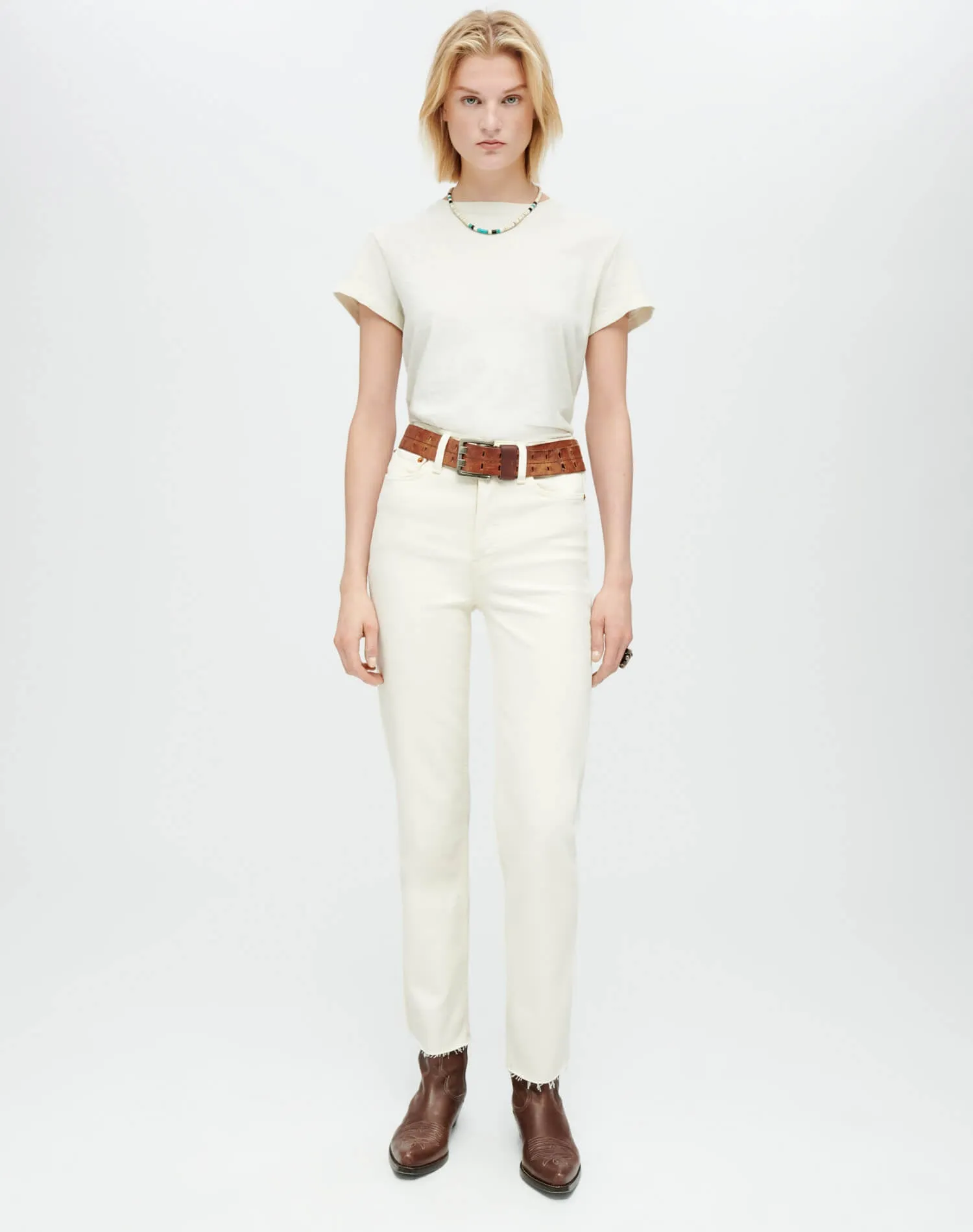 Comfort Stretch High Rise Stove Pipe - Vintage White sold by Re/Done product image thumbnail 2