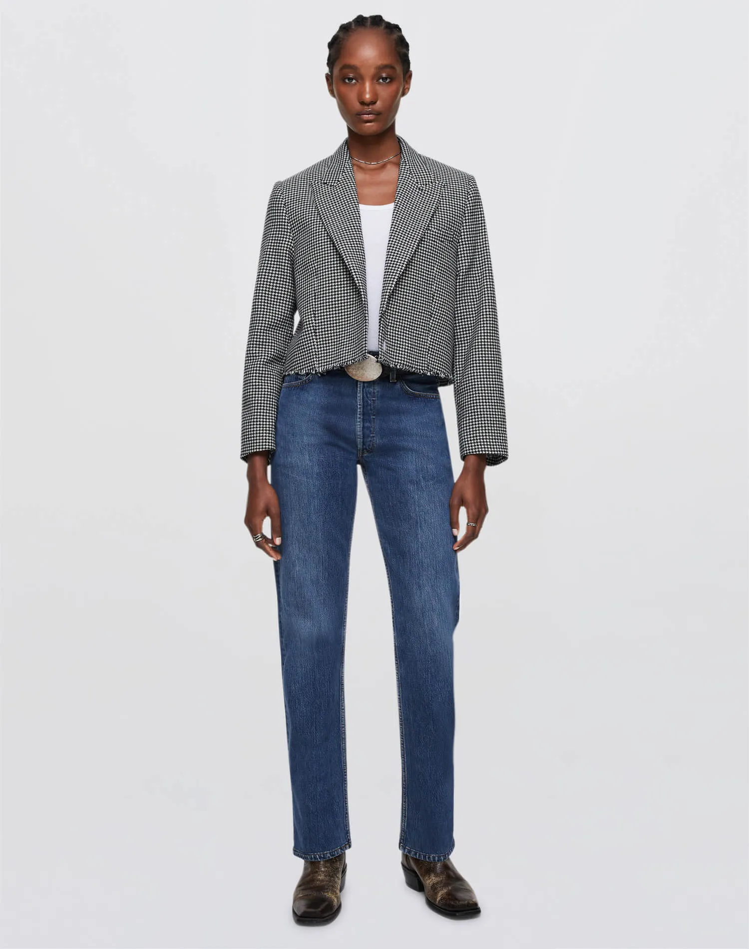 Cutoff Boyfriend Blazer - Black/White sold by Re/Done product image thumbnail 2