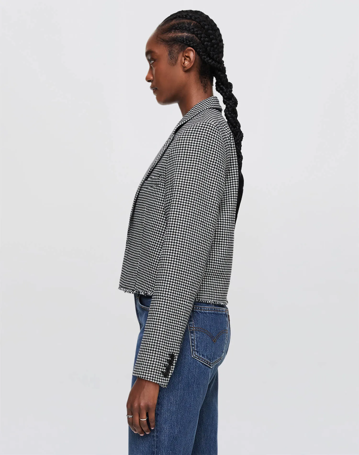 Cutoff Boyfriend Blazer - Black/White sold by Re/Done product image thumbnail 4