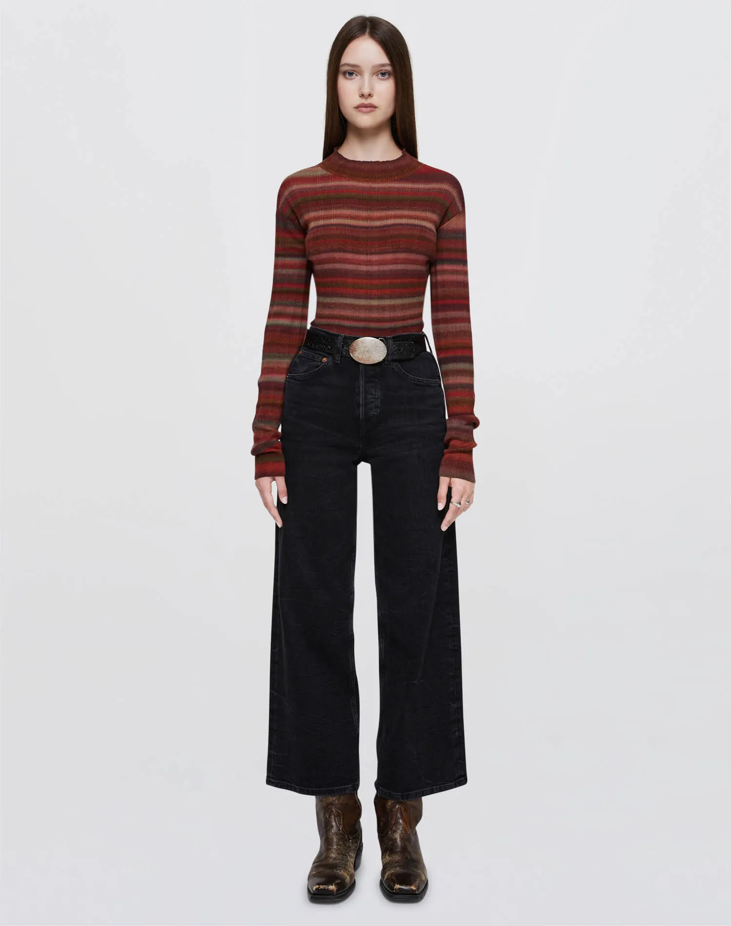 Comfort Stretch High Rise Wide Leg Crop - Black Vein sold by Re/Done product image thumbnail 2