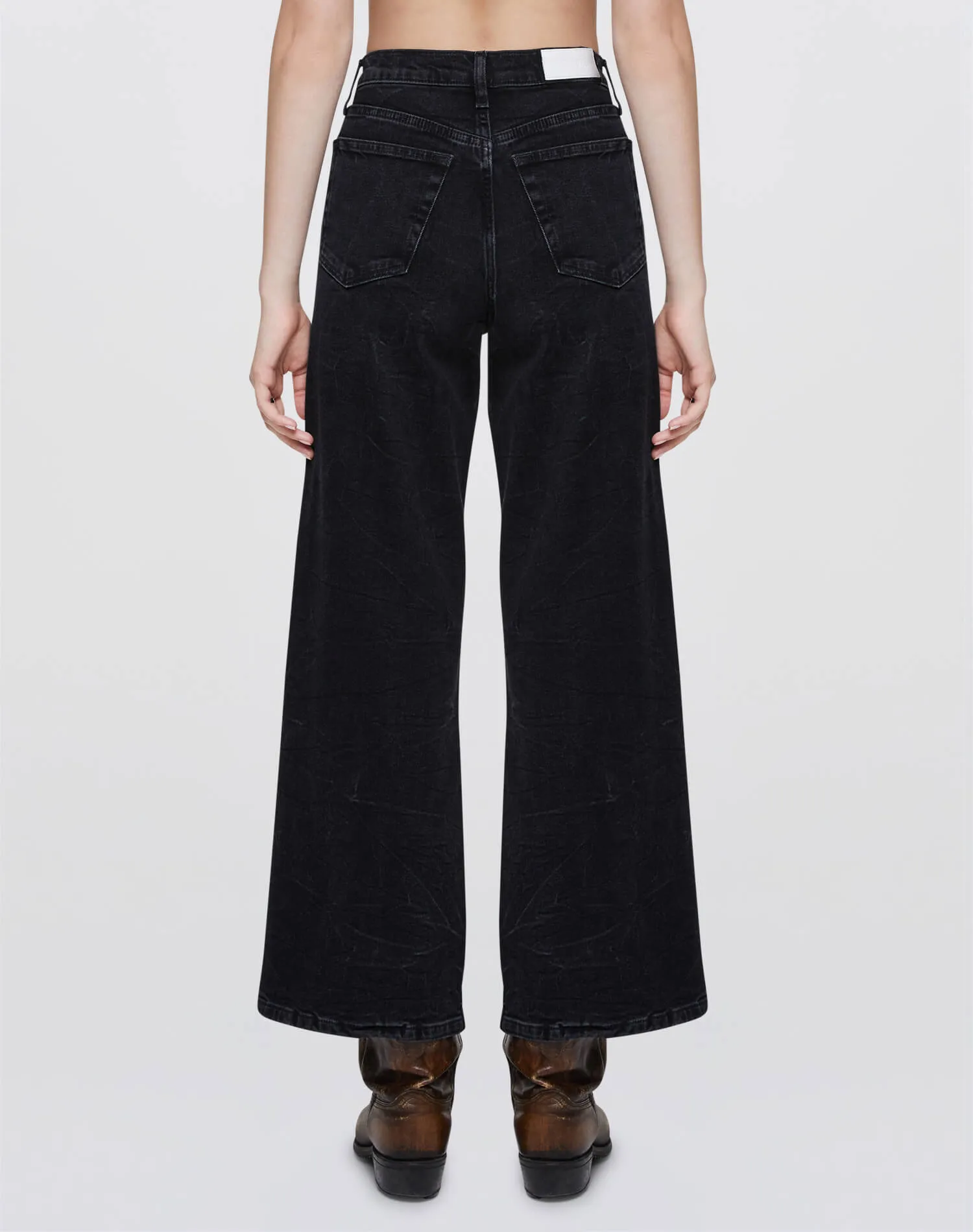 Comfort Stretch High Rise Wide Leg Crop - Black Vein sold by Re/Done product image thumbnail 4