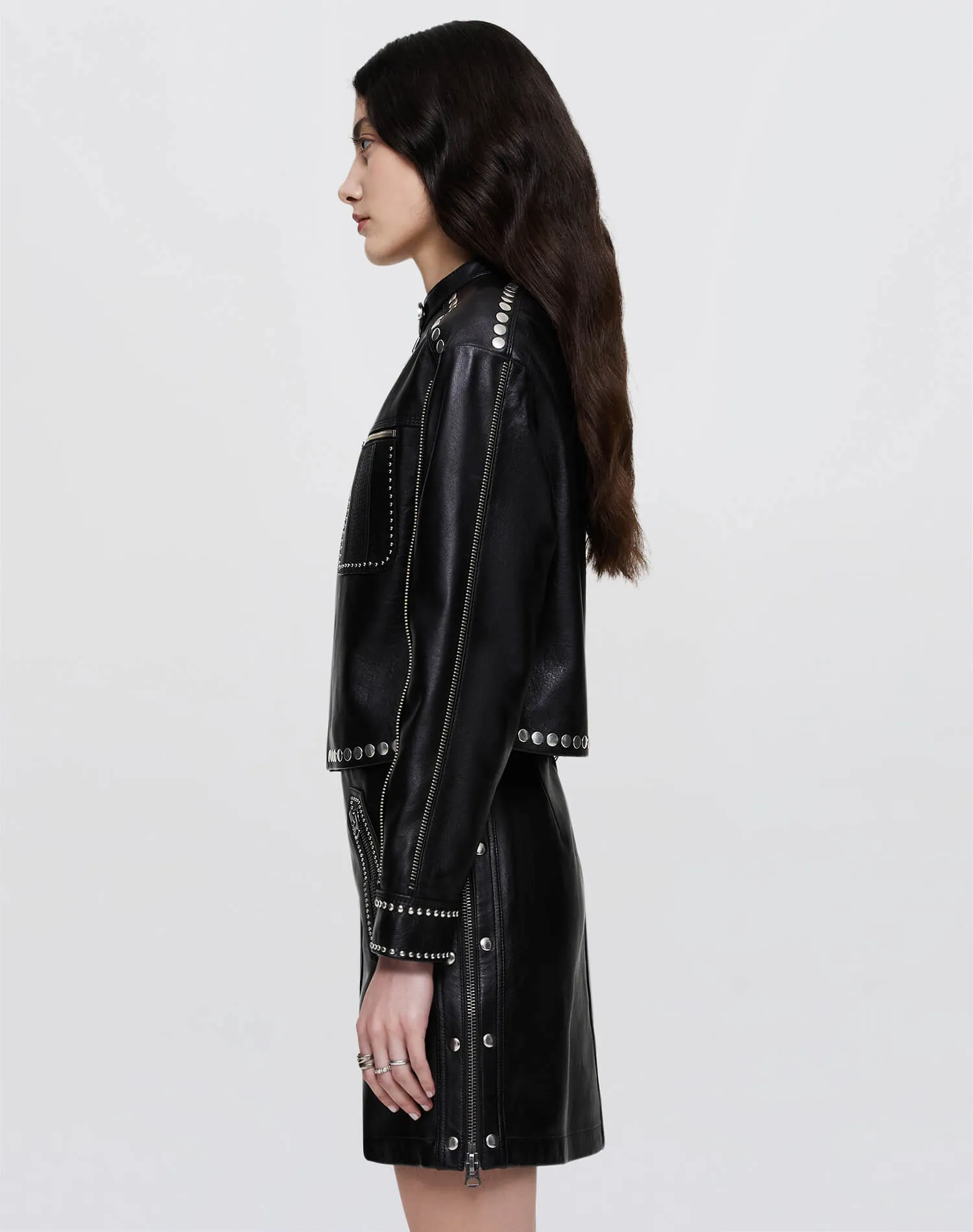 Leather Studded Biker Jacket - Black sold by Re/Done product image thumbnail 4