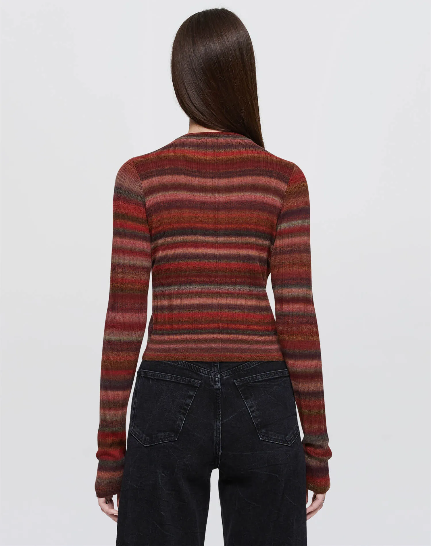 Ribbed Crewneck Cardi - Fire Combo sold by Re/Done product image thumbnail 5