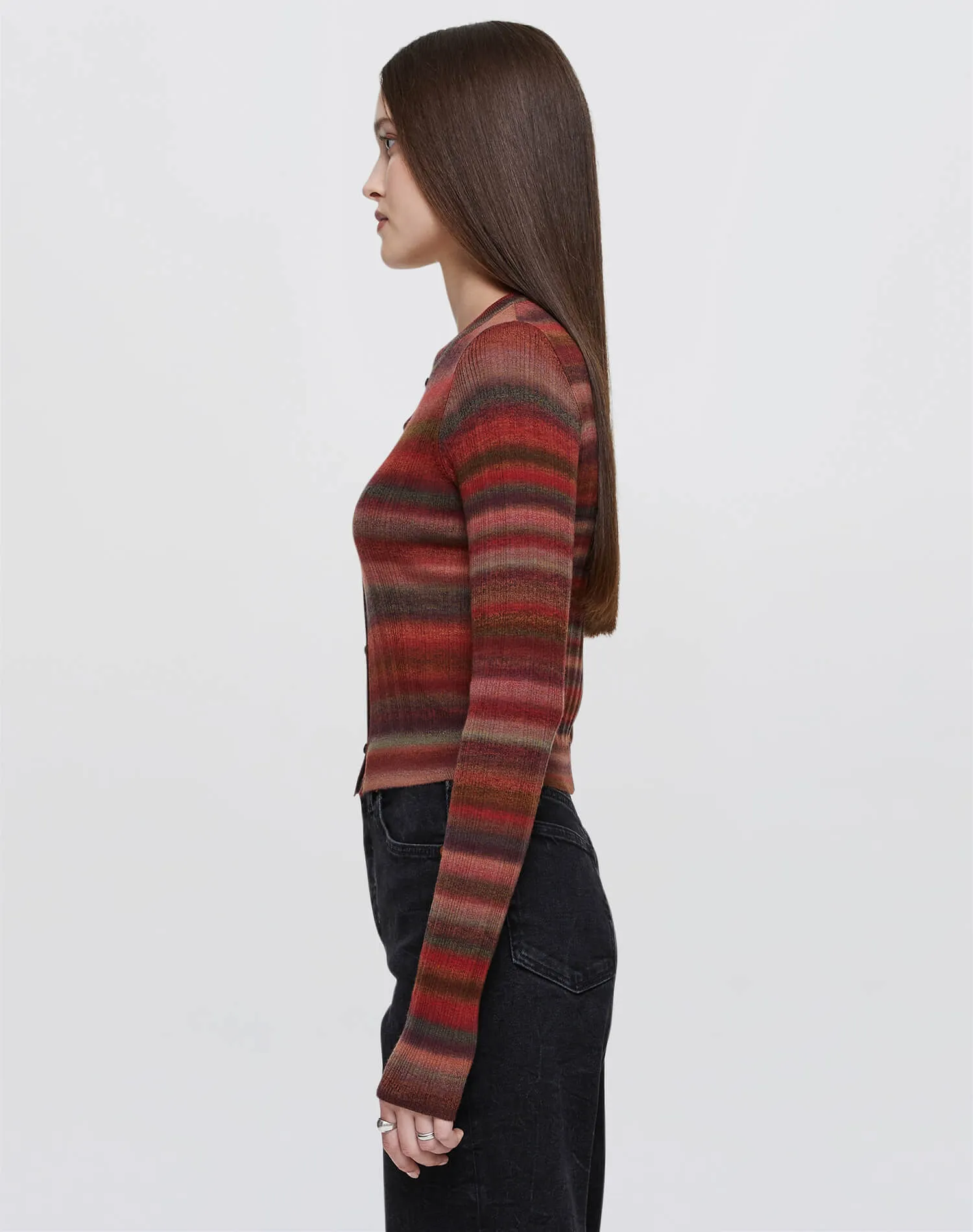 Ribbed Crewneck Cardi - Fire Combo sold by Re/Done product image thumbnail 4