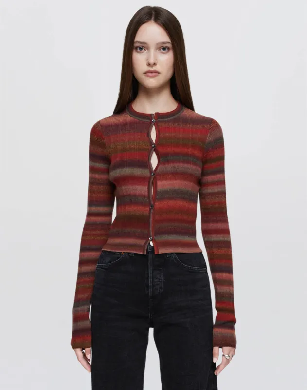 Ribbed Crewneck Cardi - Fire Combo made by Re/Done