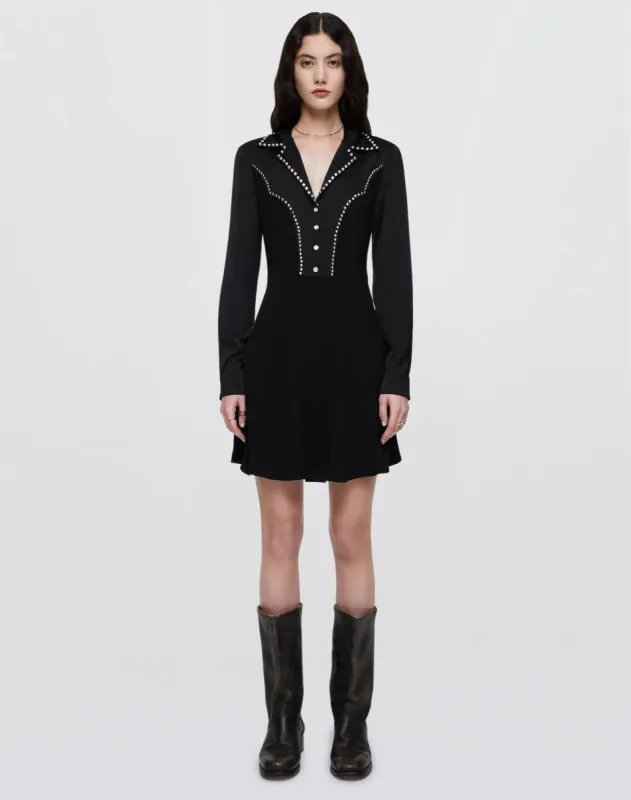 Short Western Yoke Dress - Black sold by Re/Done