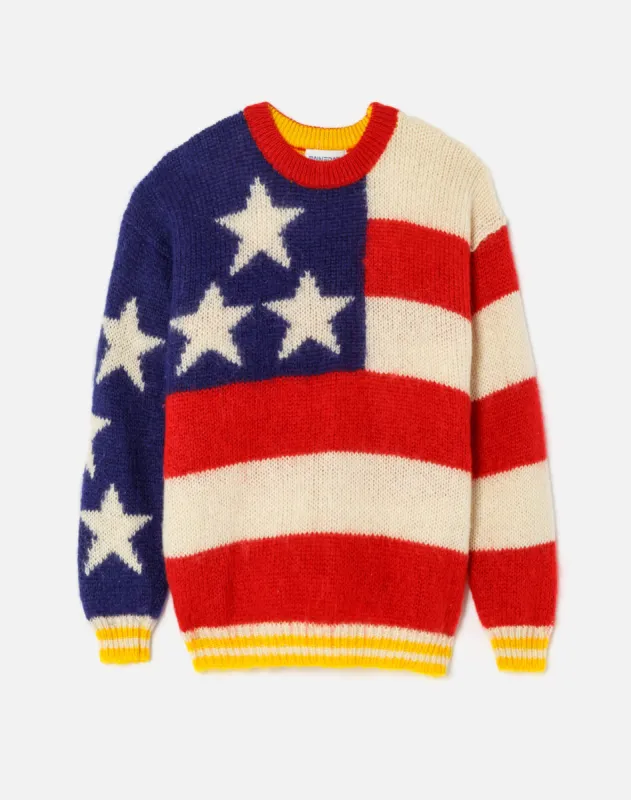 80s "American Flag" Mohair Sweater in Size Large made by Re/Done