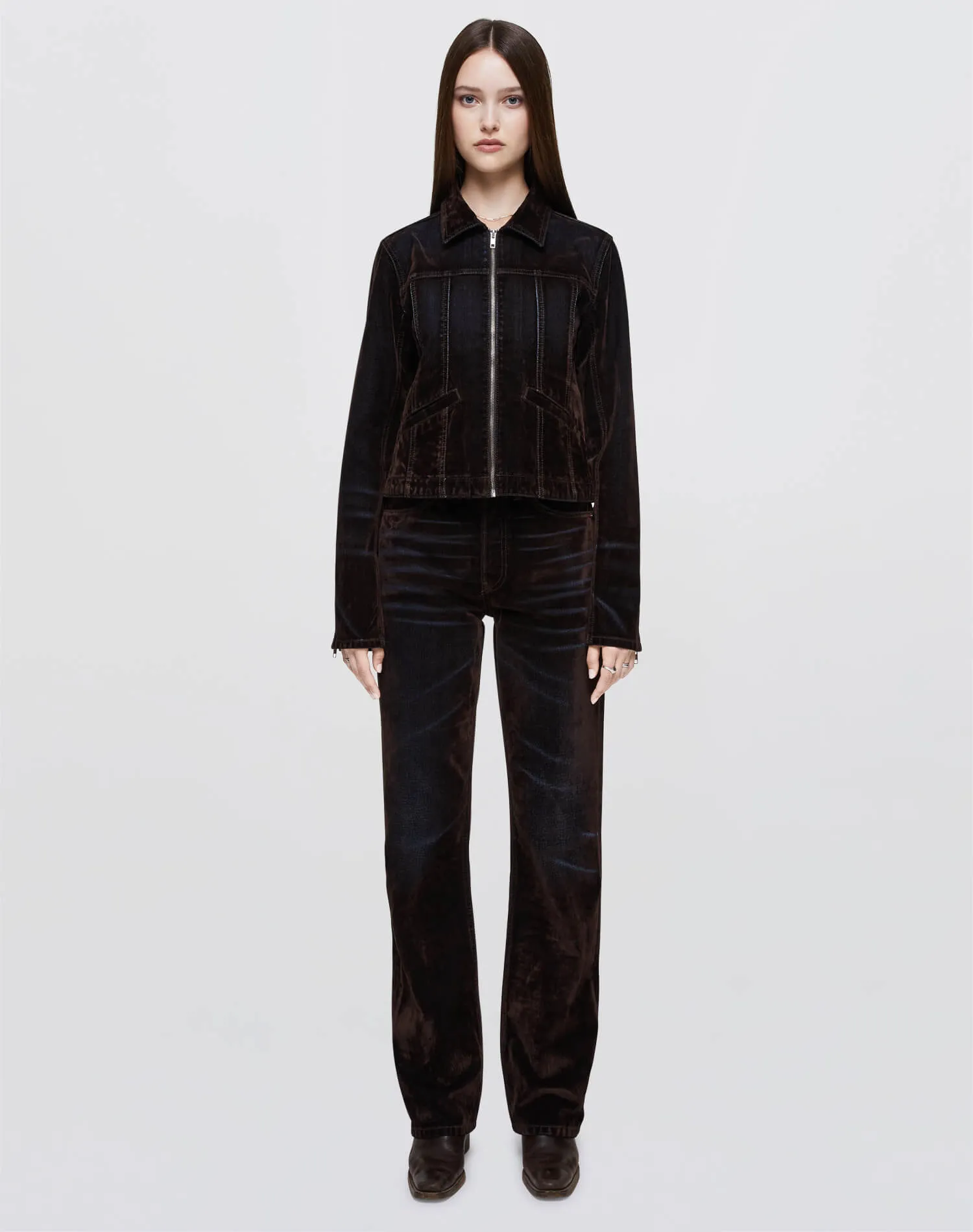 Slim Zip Jacket - Brown Flocked sold by Re/Done product image thumbnail 2