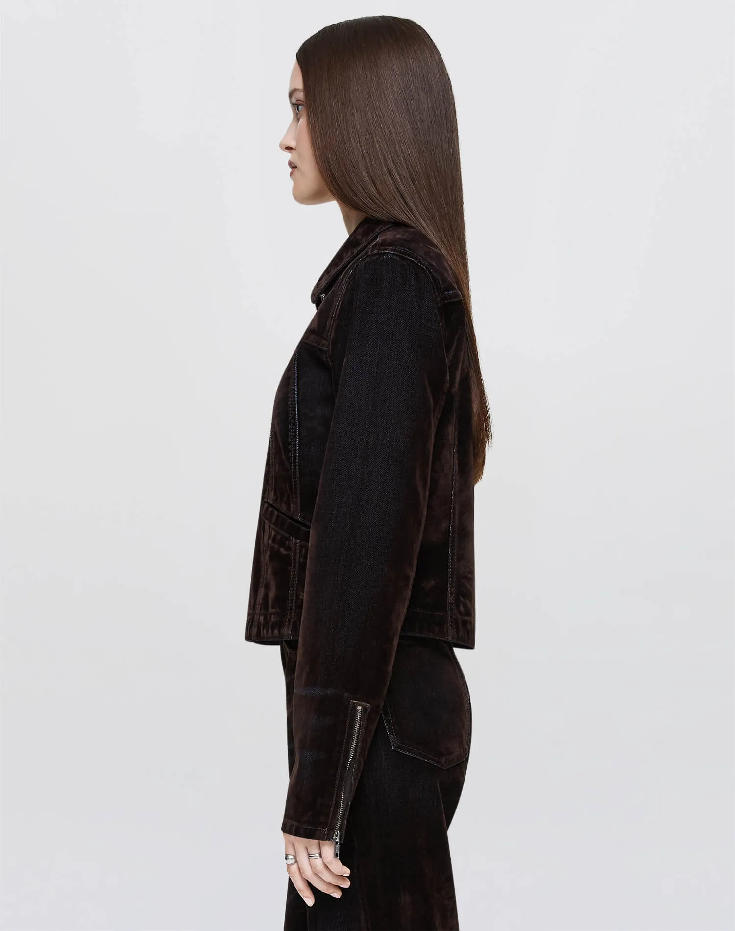 Slim Zip Jacket - Brown Flocked sold by Re/Done product image thumbnail 4