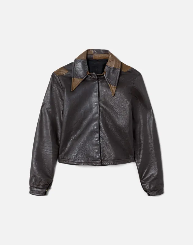 60s Checkered Leather Jacket sold by Re/Done