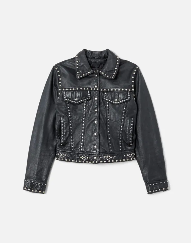 90s Studded Leather Trucker Jacket sold by Re/Done