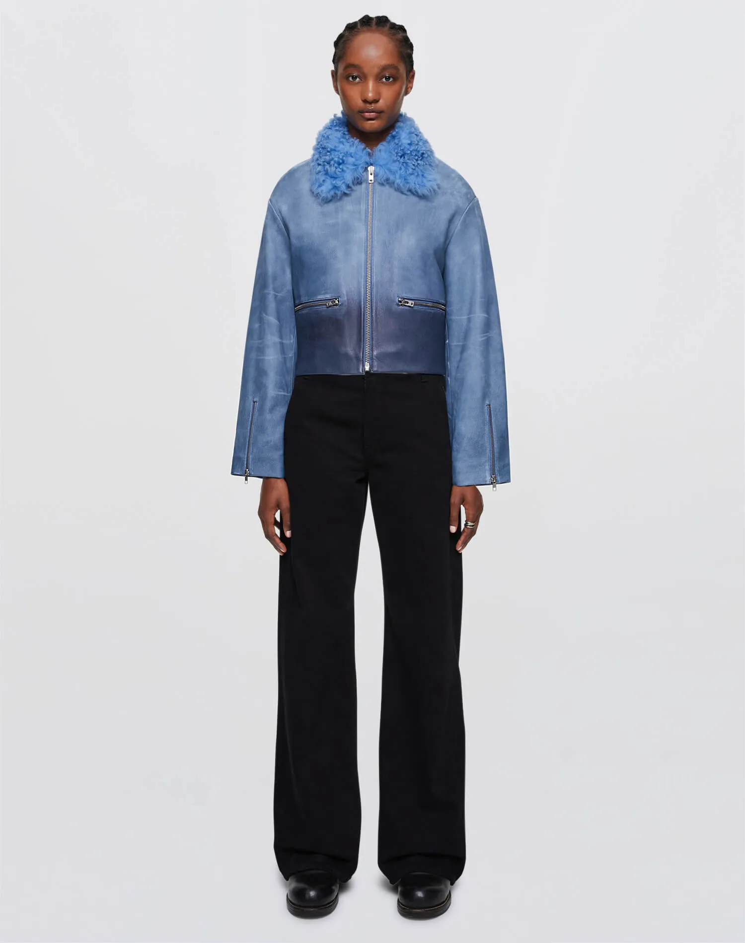 Distressed Aviator Shearling - Stone Blue sold by Re/Done product image thumbnail 2