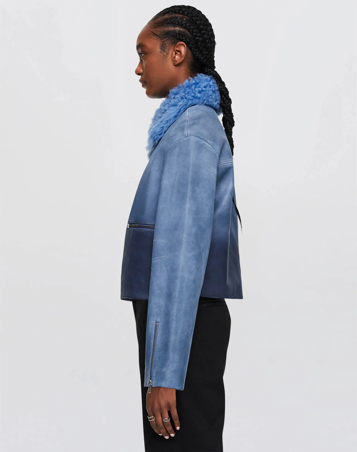 Distressed Aviator Shearling - Stone Blue sold by Re/Done product image thumbnail 4