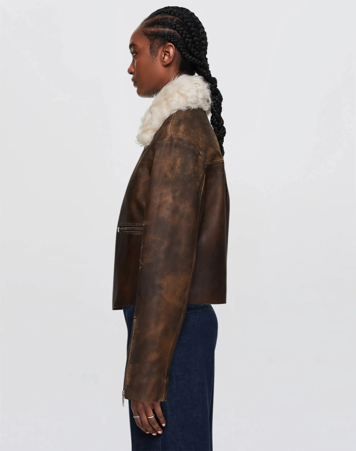 Distressed Aviator Shearling - Brown sold by Re/Done product image thumbnail 4