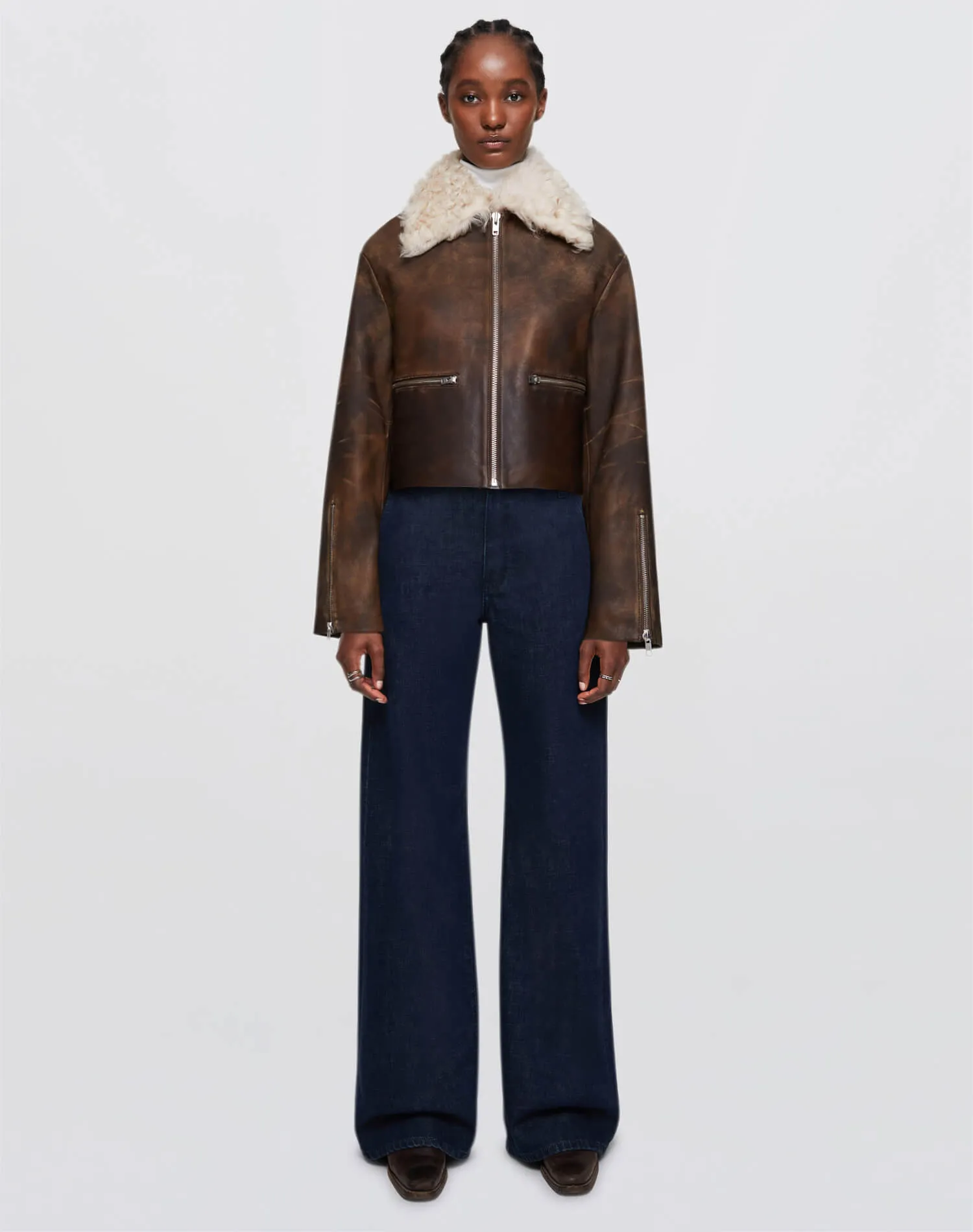 Distressed Aviator Shearling - Brown sold by Re/Done product image thumbnail 2