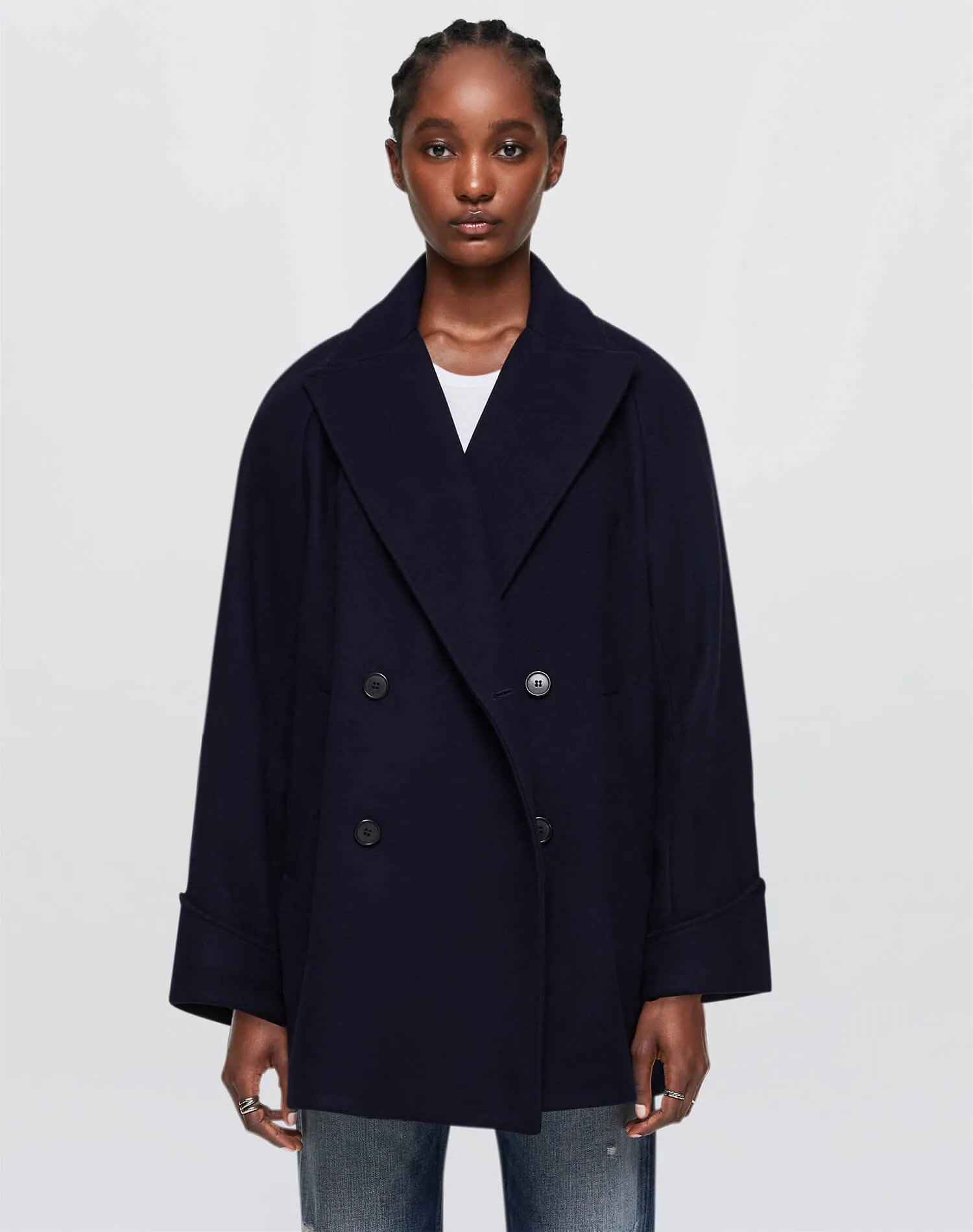 Oversized Peacoat - Navy sold by Re/Done