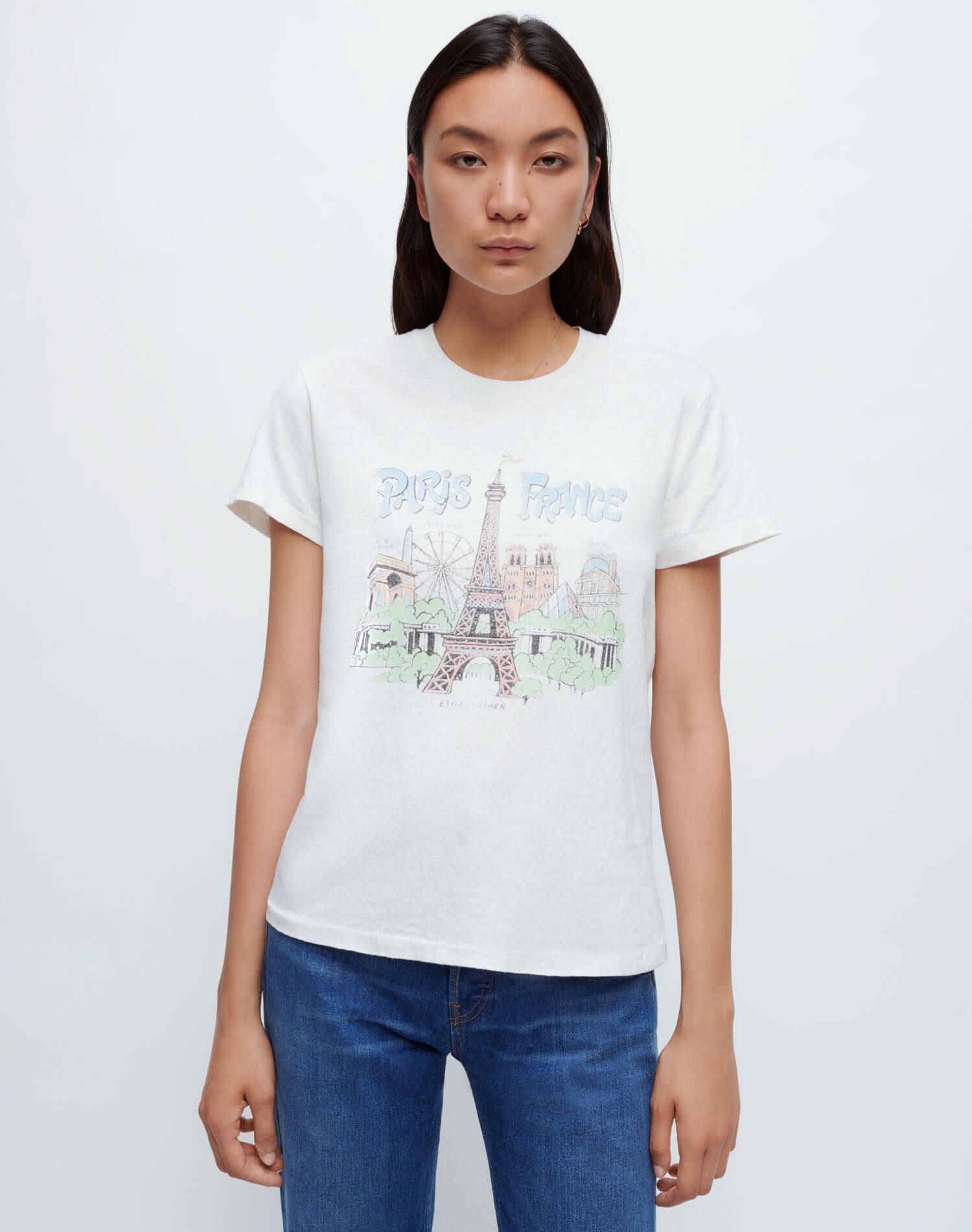 70s Loose "Paris France" Tee - Vintage White sold by Re/Done product image thumbnail 2