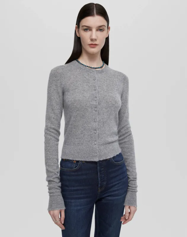 Cashmere Crewneck Cardigan - Grey Heather made by Re/Done