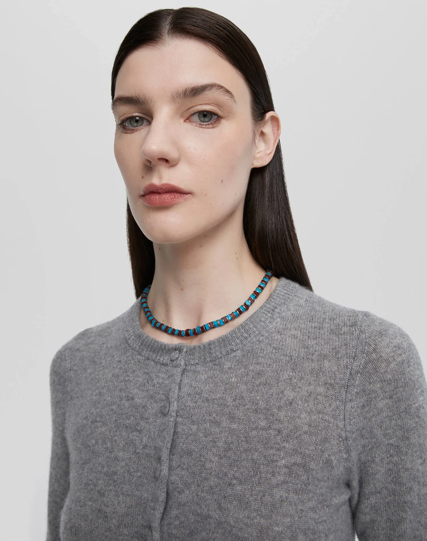 Cashmere Crewneck Cardigan - Grey Heather sold by Re/Done product image thumbnail 3