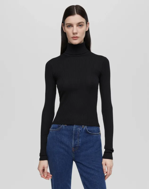 Hanes Ribbed Turtleneck - Black sold by Re/Done