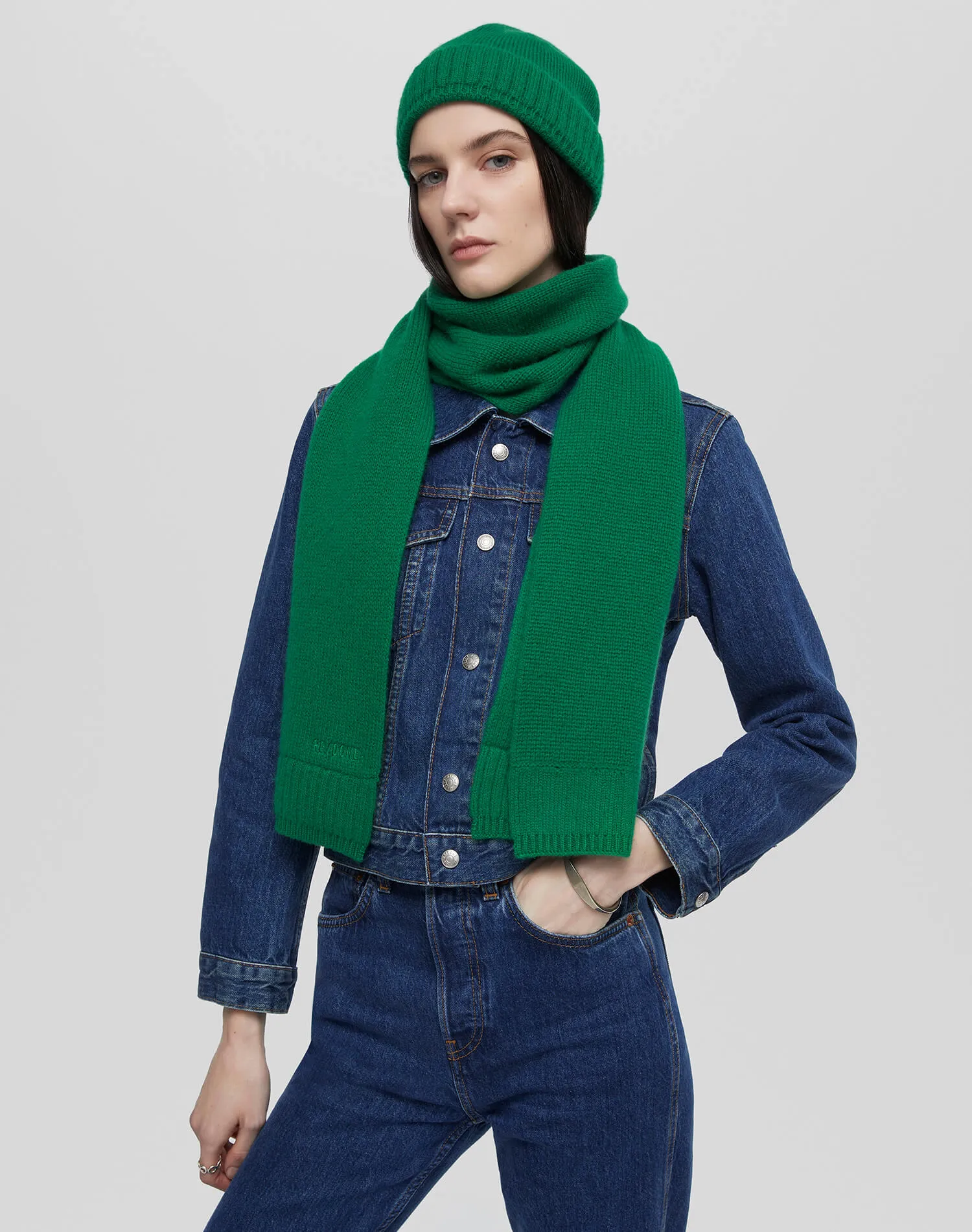 Cashmere Rib Beanie - Grass Green sold by Re/Done product image thumbnail 3